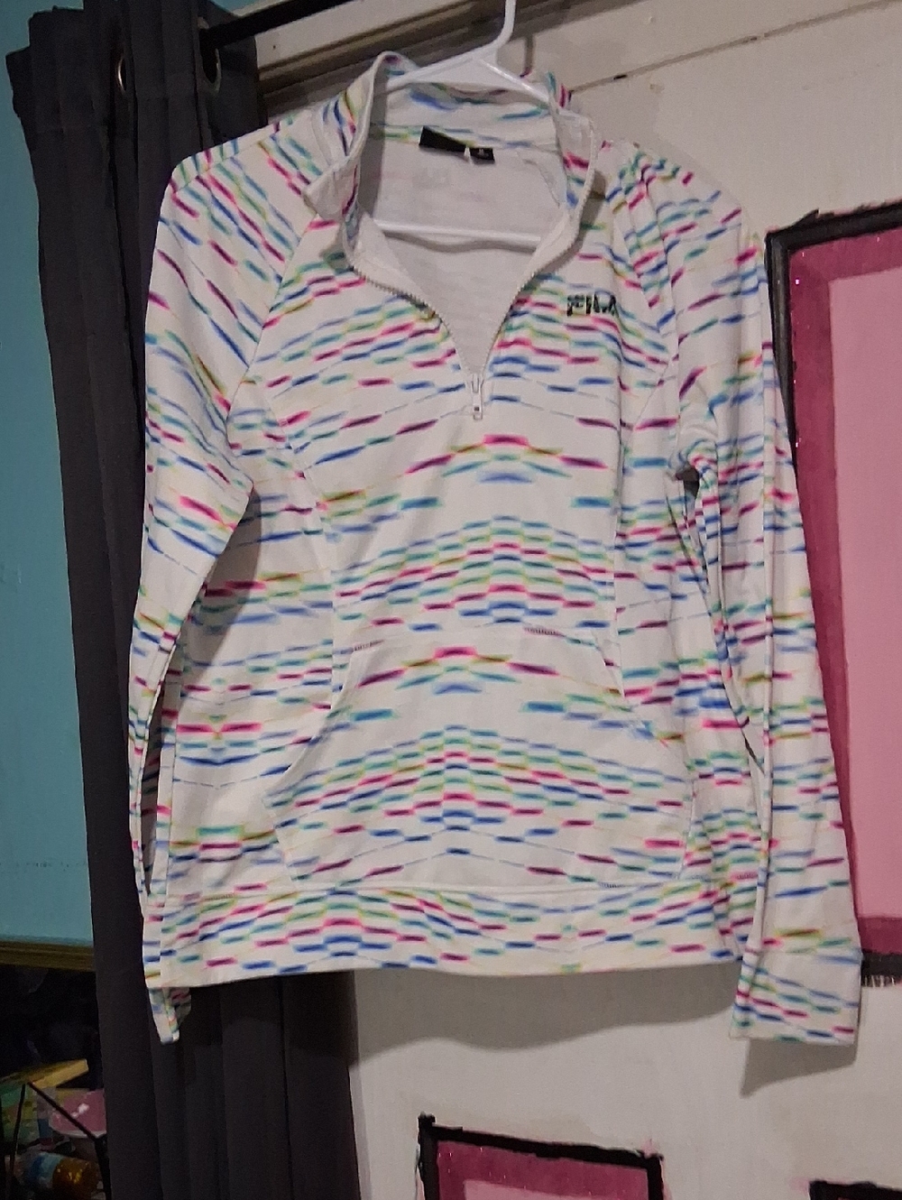 Fila White Multicolor Half-Zip Athletic Pullover